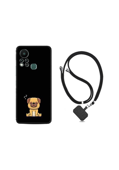 Infinix Hot 11S Kılıf İpli Boyun Askılı Desenli Silikon Uyuyan Köpek 1875