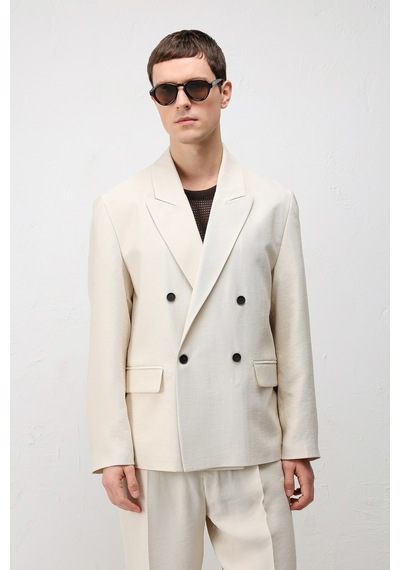 Antioch Modal Karışımlı Relaxed Fit Erkek Blazer Ceket Krem