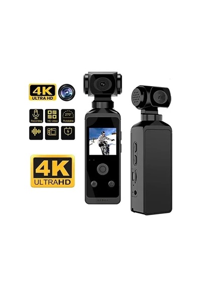 Magicool 4k Ultra Hd Aksiyon Kamerası 270 Geniş Açı Döner Klips Su Geçirmez Kılıf Wifi Kamera Çok Renkli