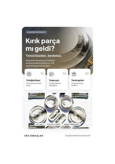 Doğal Taş Enerji 32 Parça 6 Kişilik Lüx Yemek Takımı Yemek Seti Diğer