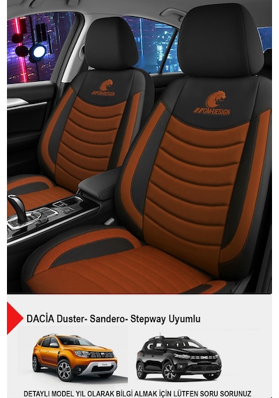 Panther Serisi Keten Kumaş Oto Koltuk Kılıfı- Dacia Sandero-stepway-duster Uyumlu Taba