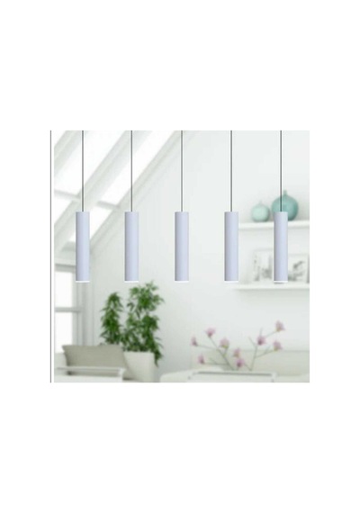Mylights Sıralı Masaüstü Beşli 5 Li 120 Cm Mat Beyaz Gün Işığı Led Ampullü Led Avize Masa Üstü Led S Siyah