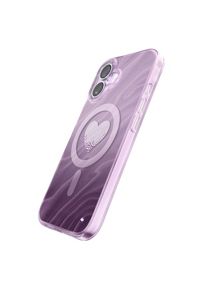 İphone 17 Uyumlu Kılıf M-safe Özellikli l Swarovski Taşlı Zore Paris Rovix Sert Pc Kapak Mor
