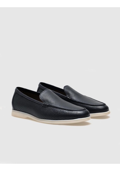 Cabani Hakiki Deri Lacivert Erkek Loafer - Lacivert