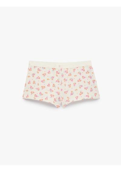 Koton Rahat Kesim Düğmeli Çiçekli Şort Pijama Altı Lila Desenli 6slk80028mk