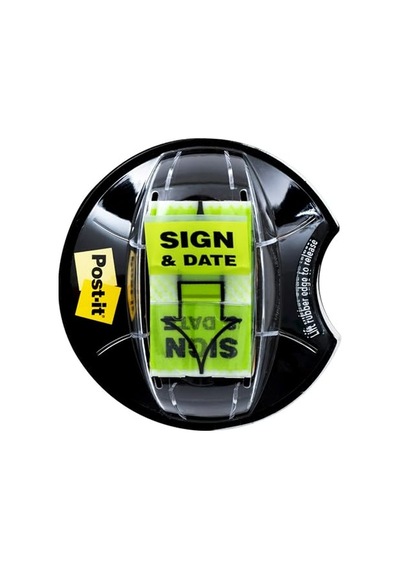 Sign And Date Bayrakları, 200/masa Kavrama Dispenseri, 1 Dispenser/paket, 1 Geniş, Parlak Yeşil 680-hvsd
