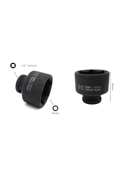 Ceta Form 36 mm 1/2” 6 Köşe Havalı Lokma Anahtar C62-H36