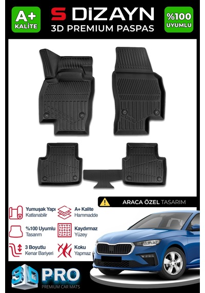 Skoda Scala 3d Pro Havuzlu Paspas 2019 Üzeri A+ Kalite 3ds-sdz215