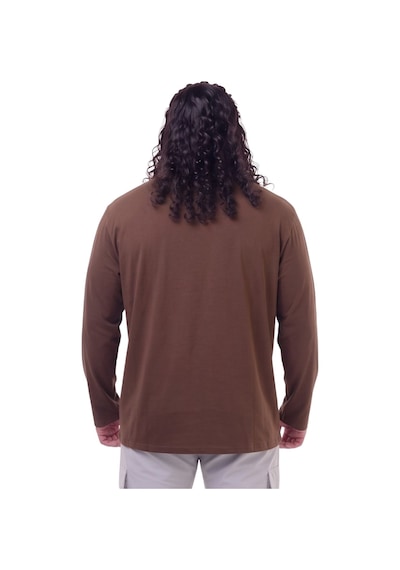 Erkek Büyük Beden 115 - 155 Kilo Arası Uygun Bedenli % 100 Pamuk Uzun Kol Bisiklet Yaka Sweatshirt Kahverengi