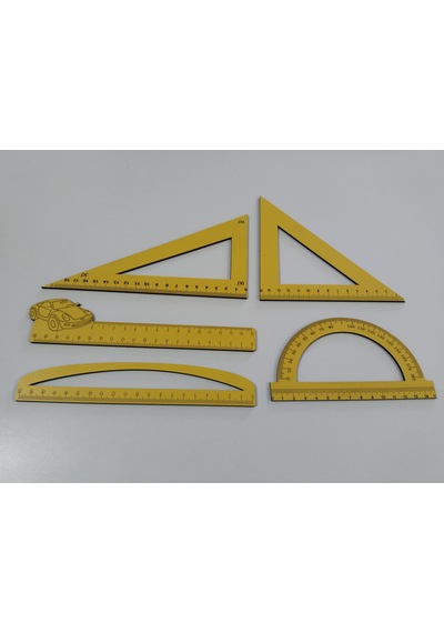 Cetvel Takımı 5 Li Set 3 Mm Mdf Matematik-okul İçin