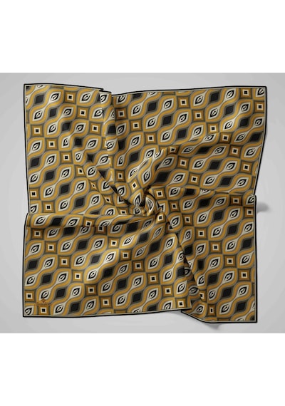 Twill İpek Eşarp 11470-31 Siyah, Yanık Sarı, Gri, Antrasit