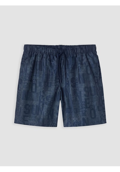 Lcw Swımwear Lacivert Kısa Boy Yazı Baskılı Erkek Deniz Şortu