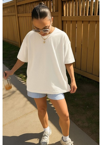Düz Unisex Tshırt 3q6 BEYAZ
