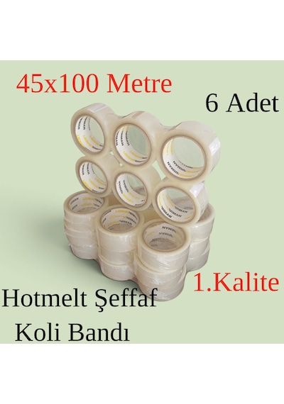6 Adet - Liebherrman - 45x100 Metre Hotmelt 1. Kalite Şeffaf Koli Bandı -aynı Gün Kargo