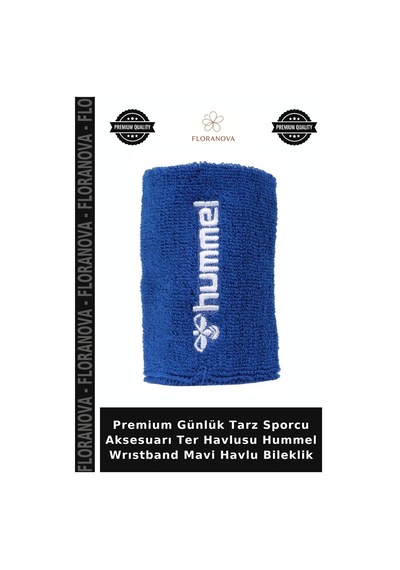 Premium Günlük Tarz Sporcu Aksesuarı Ter Havlusu Hummel Wrıstband Mavi Havlu Bileklik