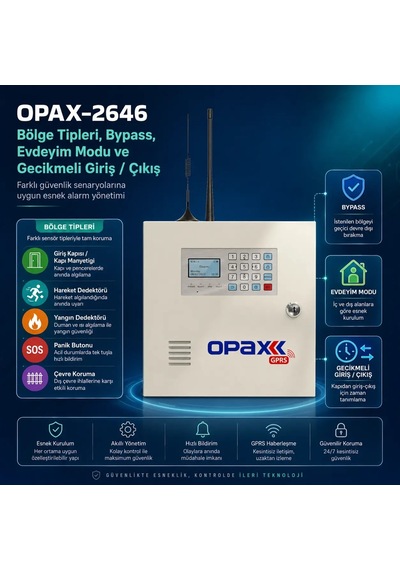 Opax-2646-4g Kablolu Ve Kablosuz Gprs/gsm/4g Alarm Paneli