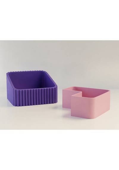 3d Baskı Fıstık Kasesi - Çift Hazneli Kabuk Ayırıcı Sunum Kasesi - Mor Pembe Diğer