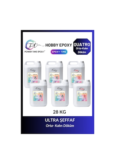 28 Kg Hobby Epoxy Quatro/ Kalın Döküm Şeffaf Epoksi Reçine