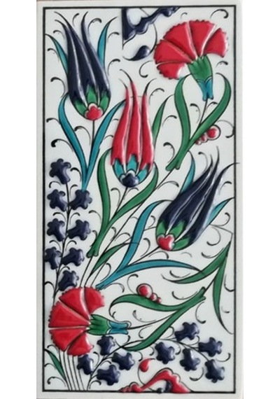 Armada Çini 10X20 Cm Ed 222 Üç Lale Karanfil Kütahya El Dekoru
