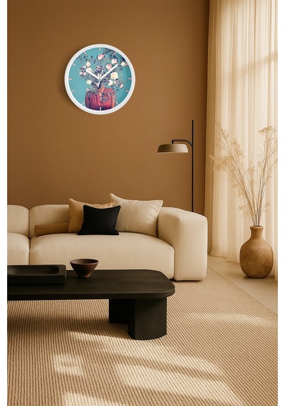 Modern Duvar Saati - 25cm - Önü Camlı Beyaz Kasa - Sessiz Mekanizma-jh0159 Beyaz