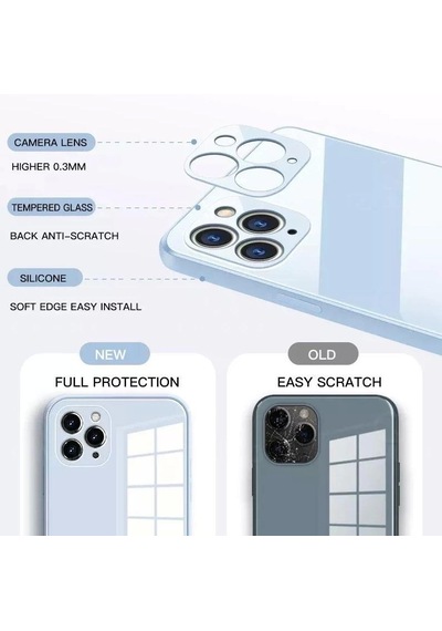 Apple Uyumlu iPhone 13 Pro Max Parlak Cam Kamera Korumalı Telefon Kılıfı
