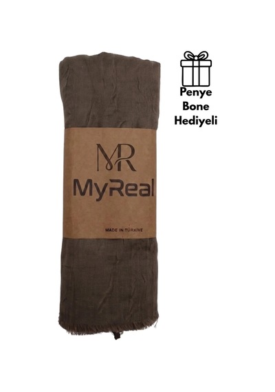 Myreal Bambu Kraş Şal Koyu Vizon - Ütü Gerektirmeyen Doğal Doku 90x200 Cm