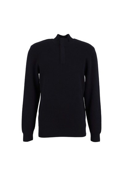 Fabrika Lacivert Erkek Bato Yaka Slim Fit Fitilli Triko Kazak F6wm-kzk 2025 Siyah