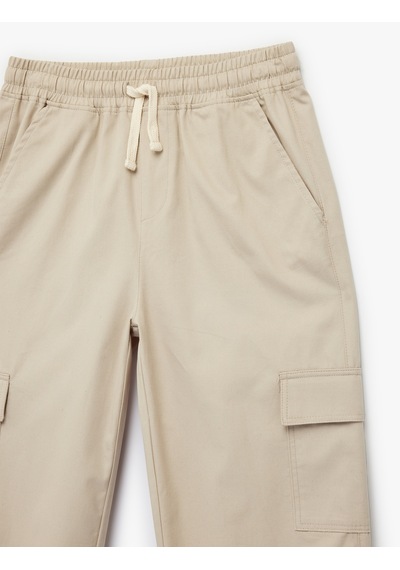 Koton Pamuklu Cep Detaylı Rahat Kesim Kargo Jogger Pantolon Taş 6skb40085tw Taş