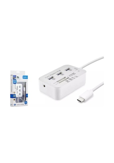 Hadron Hdx7029 Type-c Hub Combo 3-usb3.0 + Ms + Sd + M2 + Tf 20cm 7ın1 Beyaz Kdo