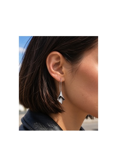 Bloom Collection Veyra Gümüş Renk Çelik Uzun Sallantılı Küpe Gümüş Gümüş