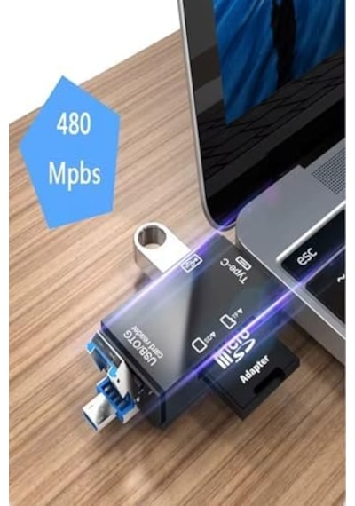 İphone 15/16 / 17 Serilerine Uyumlu Sd Kart Hafıza Kart Okuyucu Type-c Usb Flash Bellek Okuyucu, Siyah