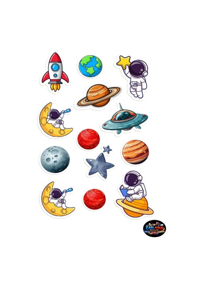 Uzay Ve Astronot Sticker Seti 21x30 Cm Çocuk Odası Gezegen Roket Dekoratif Duvar Sticker