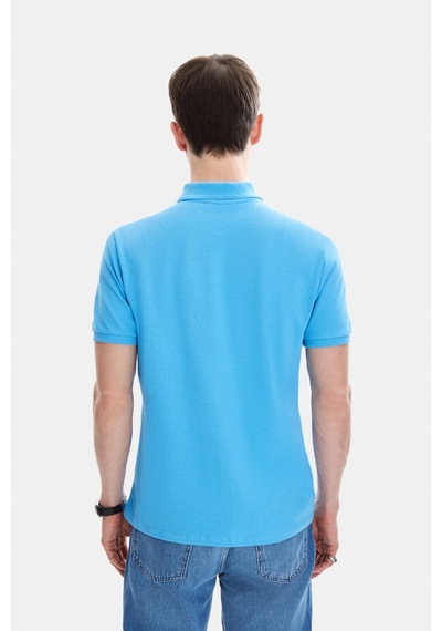 Backandbond Gök Mavi Regular Fit Örme Polo Yakatişört