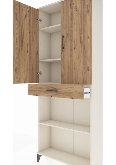 Arges Dolap 4 Raflı Tek Çekmeceli 2 Kapaklı 88x30x221 Aytaşı-çam Aytaşı
