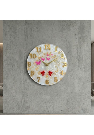 Tahtakale Toptancı Epoksi Kelebek Ve Kuş Desenli Rakamlı Saat Kalıbı 30 Cm