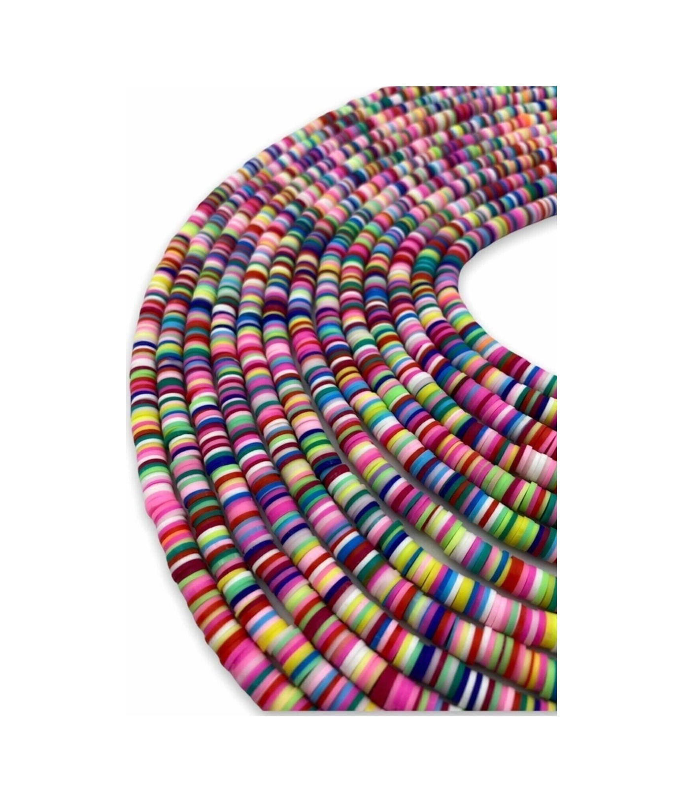 6mm Mix / Karışık Renkli Polimer Kil Fimo Boncuk Dizisi,40cm Hamur Boncuk Fimo Dizi
