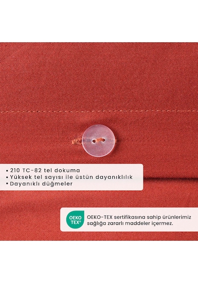 Bella Maison %100 Pamuk Saten Supreme Basic Çift Kişilik Nevresim Seti Kiremit 200 x 220 CM Kiremit