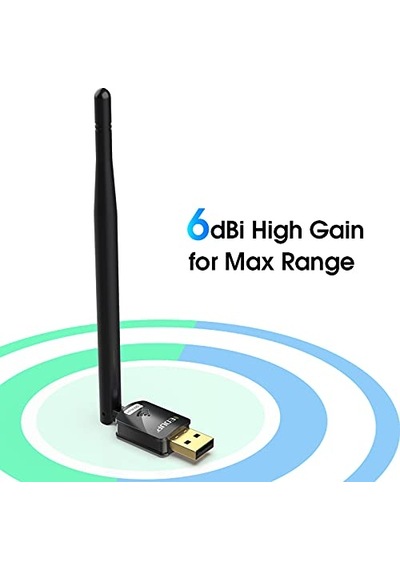 Pc İçin Usb Wifi Adaptörü, Masaüstü Dongle High Gain 6dbi Anten Desteği, Masaüstü Dizüstü Bilgisayar Desteği,