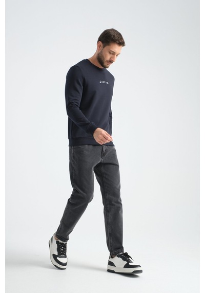 Shooter Sportwear Shooter Erkek Üç İplik Sweatshirt Regular Fit Pamuklu Bisiklet Yaka Günlük Spor Basic Lacivert