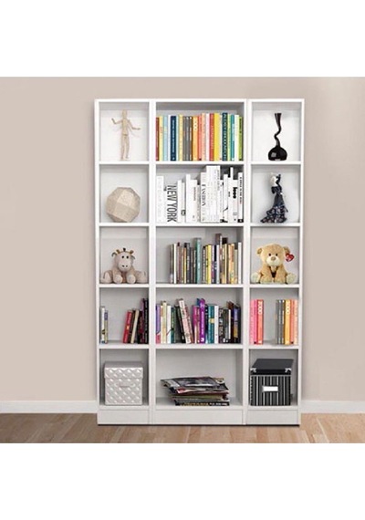 15 Raflı Kitaplık - Beyaz