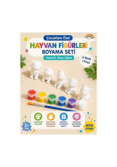 3 Boyutlu Hayvan Figürleri Boyama Seti