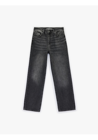 Koton Normal Bel Düz Paça Jean Pantolon - Straight Fit Jean Antrasit 7wal40027md