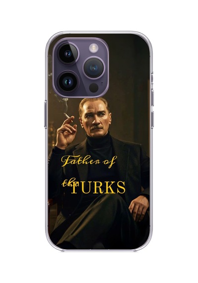 İphone 14 Pro Max Uyumlu Atatürk Father Of The Turks Baskılı Silikon Kılıf Renkli