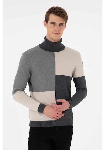 U.S. Polo Assn. Erkek Slim Fit Yarım Balıkçı Yaka Koyu Yeşil Kazak 50297057-VR049