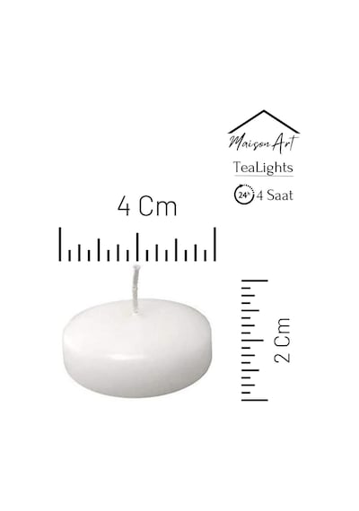 Float Beyaz 12 Adet Yüzen Mum 4 Saat Yanan Tea Light Mum Kokusuz Terapi Mumu