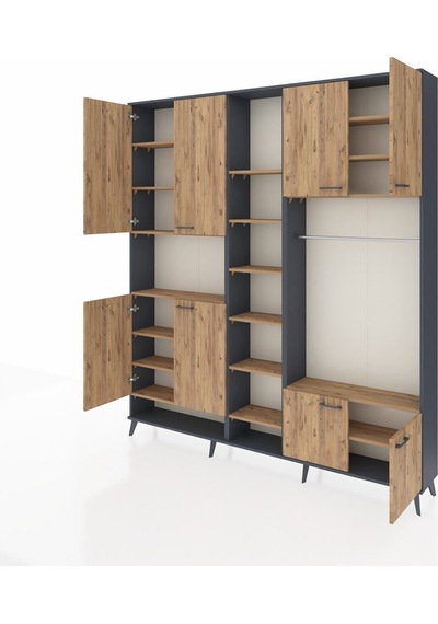 Arges Dolap 18 Raflı 8 Kapaklı Tek Askılı 220x30x243 Antrasit-çam/çam Atlas Çam/atlas Çam Arges Dolap 18 Raflı 8 Kapaklı Tek Askılı 220x30x243 Antrasit-çam/çam Atlas Çam/atlas Çam
