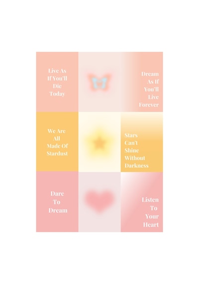 Aesthetic Spiritual Aura Enerji Motto Poster Seti, 9 Adet