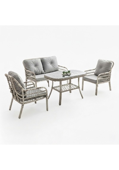 Capri Swing Pisa İkili Rattan Bahçe Balkon Oturma Grubu Beyaz 752