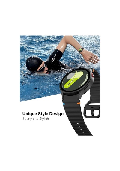 Covpor Wave Soft Silikon Spor Kordon Samsung Galaxy Watch 7 6 5 4 Fe 40 44 Mm Classic 42 43 46 47 Mm İle Uyumlu Siyah Çok Renkli