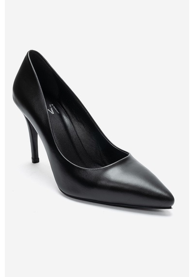 Luvi Shoes Morıel Siyah Cilt Hakiki Deri Kadın Topuklu Ayakkabı
